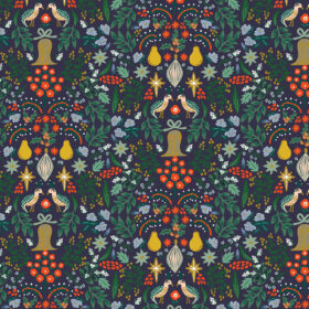 Cotton&Steel Fabrics - Holiday Classics - Partridge - Navy Metallic