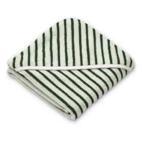 Liewood - Alba Yarn Dyed Hooded Baby Towel (Y/D stripes Garden green / Creme de la creme)