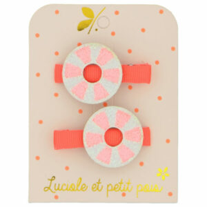 Luciole et Petit Pois - Buoy hair clips - Orange neon (pair)