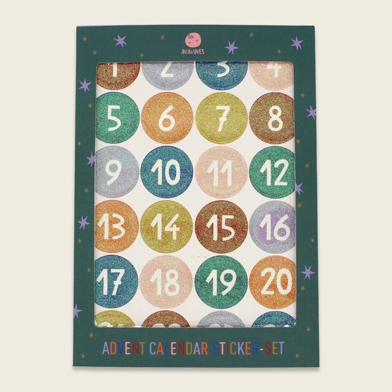 ava&yves - Adventskalender-Zahlensticker mit Glitzer bunt