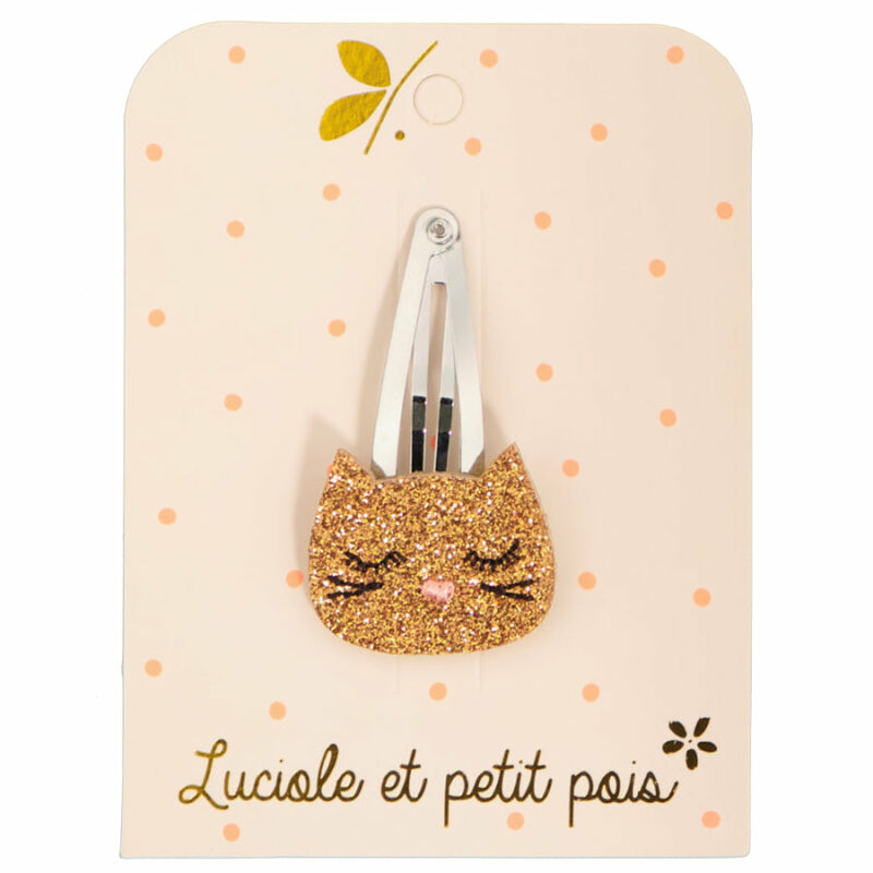 Luciole et Petit Pois - Barrette chat bronze