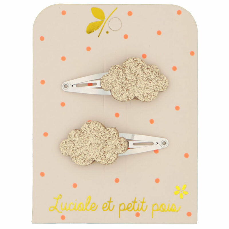 Luciole et Petit Pois - Barrettes nuages - Or