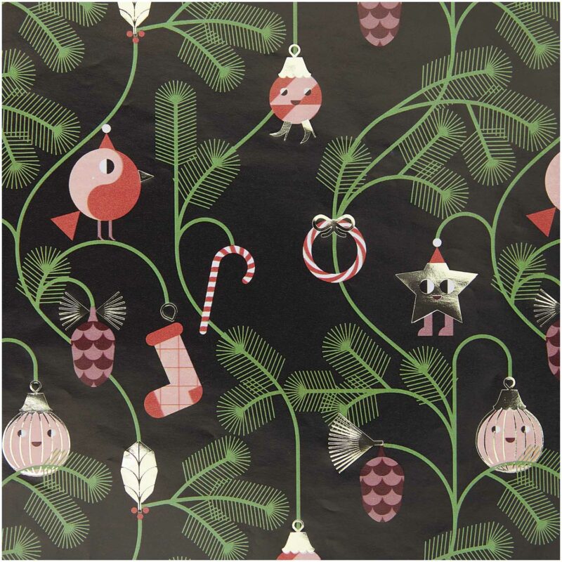 rico design - Geschenkpapier Mix Christmas Rocks (schwarz)