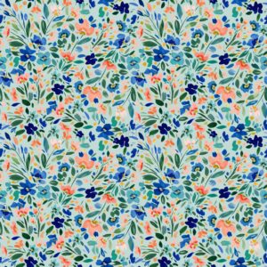 verhees textiles - JERSEY DIGITAL WILD FLOWERS - LIGHT MINT