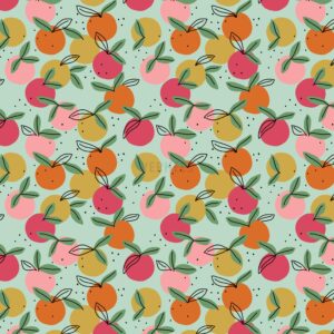 verhees textiles - POPLIN GOTS PEACHY FRUIT - LIGHT MINT