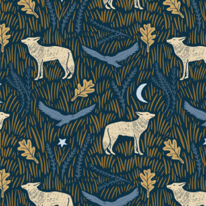 Art Gallery Fabrics - Coyote Hill - Wild Woodblock Night