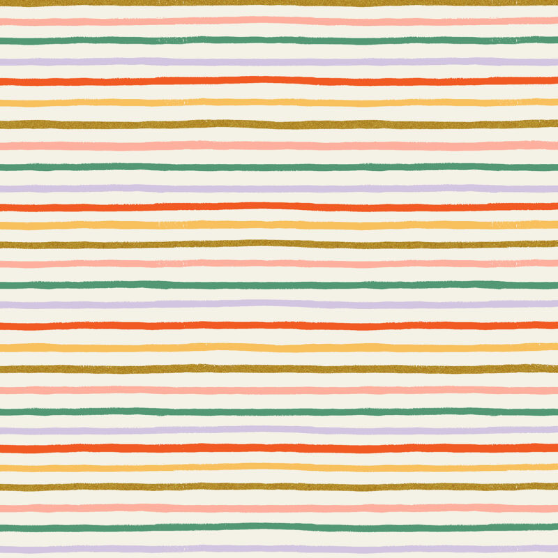 Cotton&Steel Fabrics - Orchard - Happy Stripe - Cream Multi Metallic Fabric