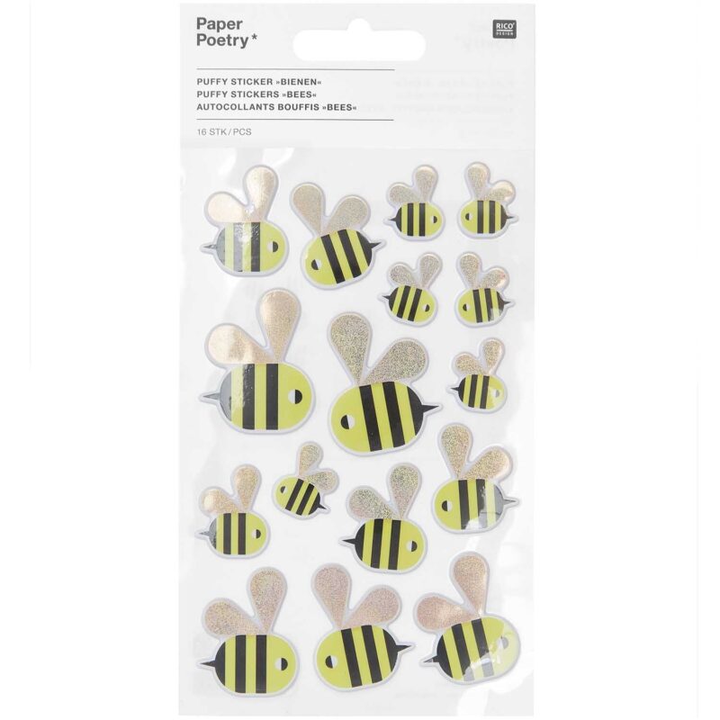 3D-Sticker "Paper Poetry" – BIENEN 16 STÜCK – Bild 2