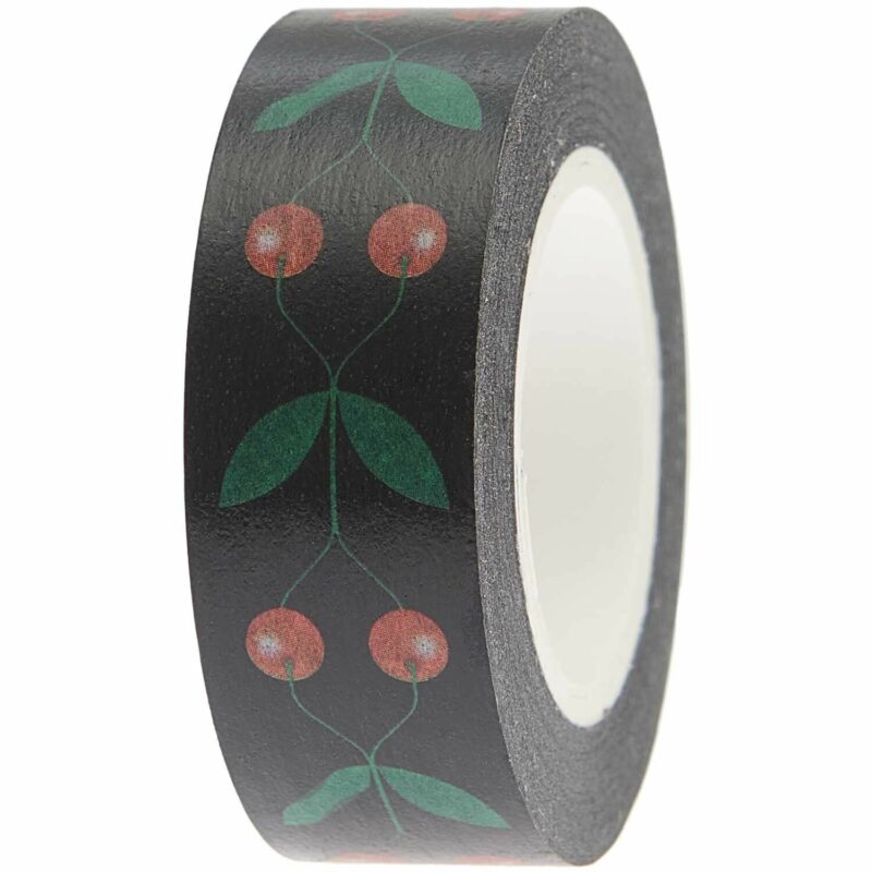 rico design - PAPER POETRY TAPE KIRSCHEN SCHWARZ 15MM 10M