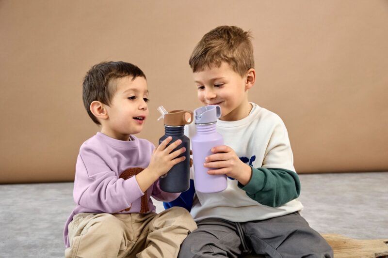 Trinkflasche aus Edelstahl für Kinder "Little Gang" – Smile / Blau – Bild 4