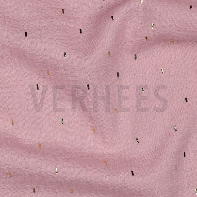 verhees textiles - Double Gauze - Goldene Sprinkle (altrosa)