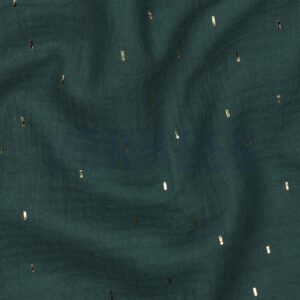 verhees textiles - Double Gauze - Goldene Sprinkle (dark green gold)