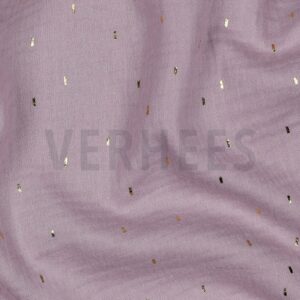 verhees textiles - Double Gauze - Goldene Sprinkle (flieder gold)