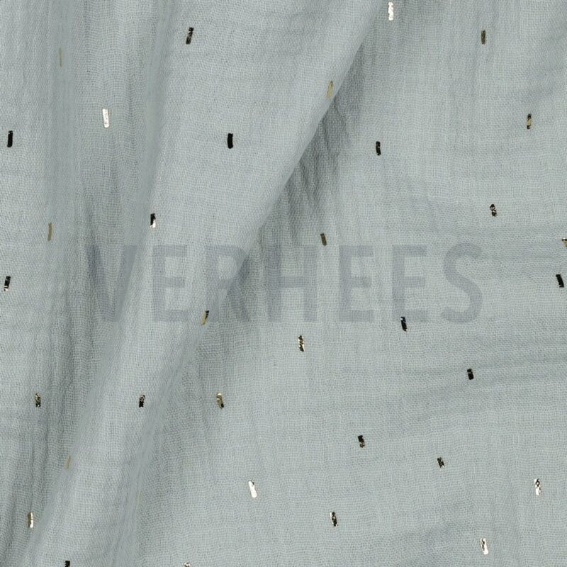 verhees textiles - Double Gauze - Goldene Sprinkle (mint gold)