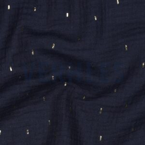 verhees textiles - Double Gauze - Goldene Sprinkle (navy gold)