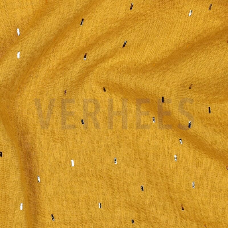 verhees textiles - Double Gauze - Goldene Sprinkle (ocker gold)