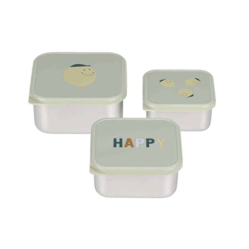 lässig - Snackbox Stainless Steel 3 pcs Happy Fruits Lemon