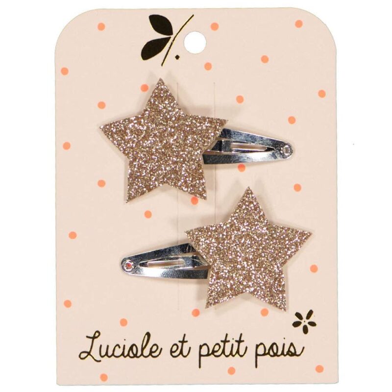 Luciole et Petit Pois - Haarspangen mit Sternen — Goldglitter (Paar)