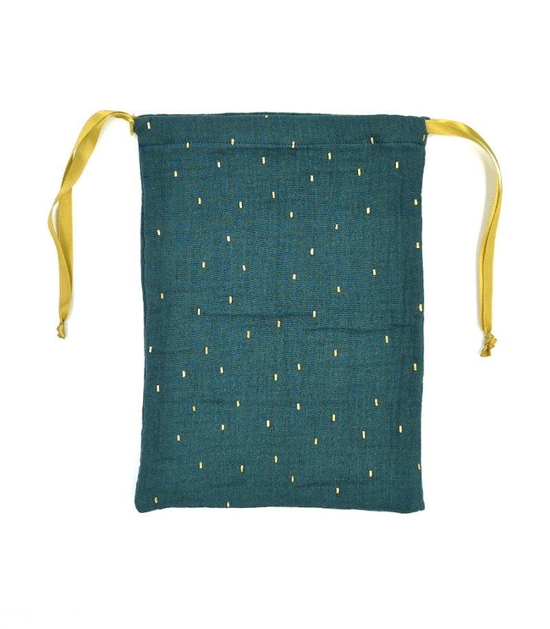 Geschenkbeutel "LottiBag" aus Stoff – Goldene Sprinkle dark green – Bild 3